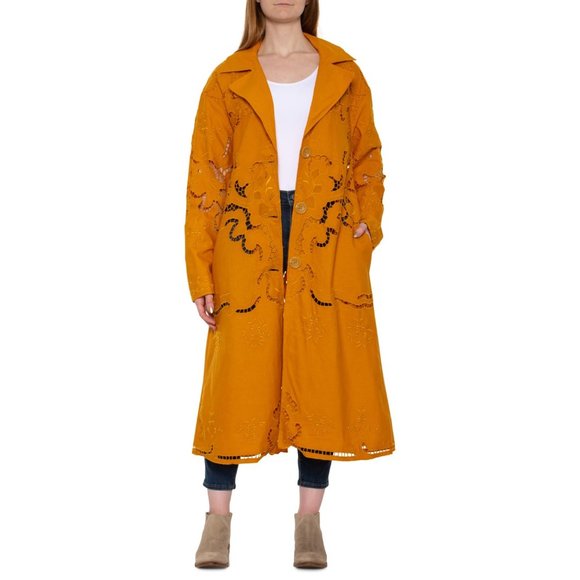 Free People Susanna Cutwork Longline Duster Jacket Sizes XS Festival Statement - Picture 10 of 14